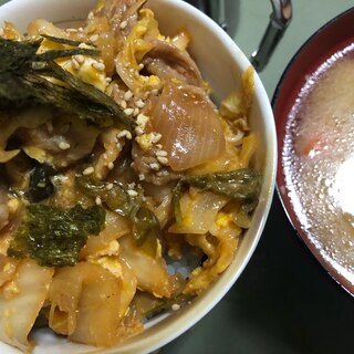 電子レンジで簡単‼美味しい‼豚キムチ丼